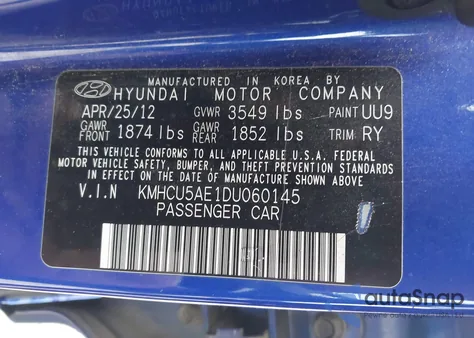 2013 Hyundai Accent Se z USA, uszkodzony, nr VIN KMHCU5AE1DU060145